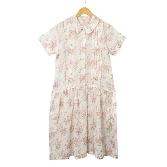 Vintage Handmade 1920s Style Cottagecore Prairie Floral Drop Waist Day Dress - Picture 1 of 11
